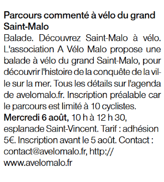 Publication sur agenda Ouest-France