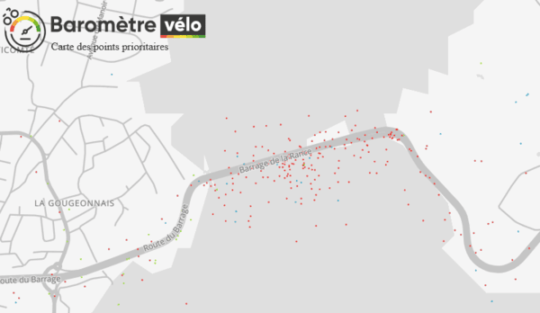 Points rouges signalés sur la traversée de la Rance - Baromètre du Vélo 2025